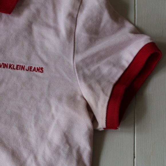 Cropped Calvin Klein Pink and Red Polo Shirt - Picture 5 of 7